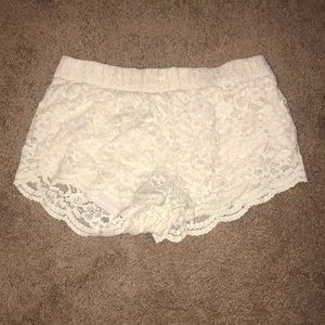 White lace shorts
